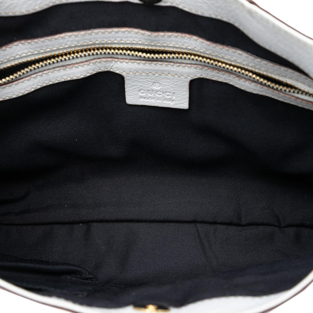 Gucci Calfskin Web Capri Ranch Kid Shoulder Bag - White