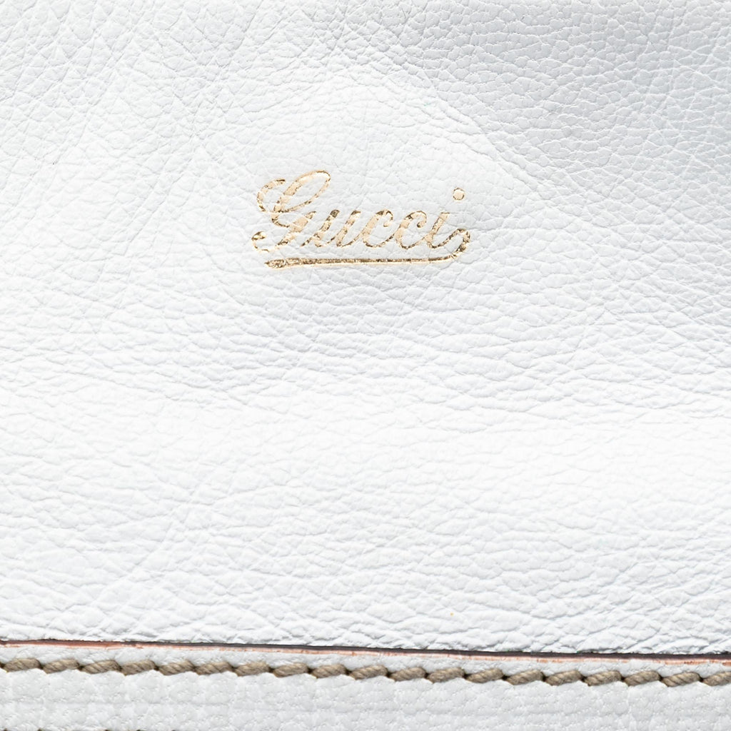 Gucci Calfskin Web Capri Ranch Kid Shoulder Bag - White