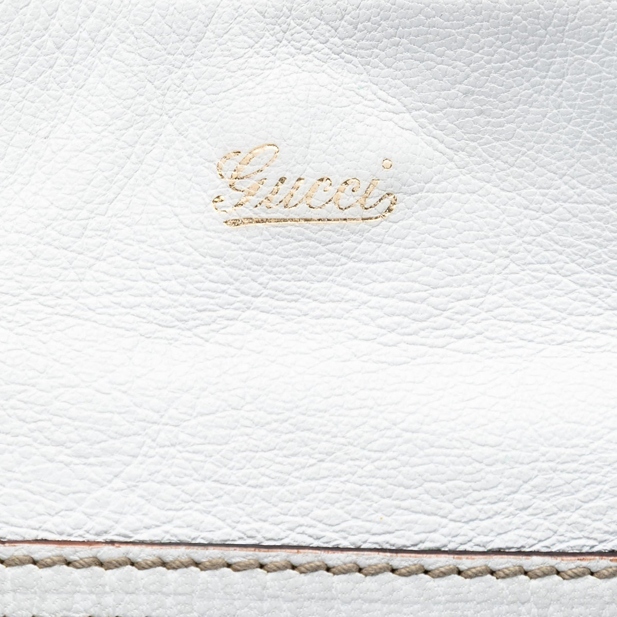 Gucci Calfskin Web Capri Ranch Kid Shoulder Bag - White