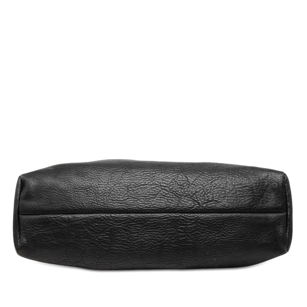 Gucci Calfskin Wood Frame Handbag Satchel - Black