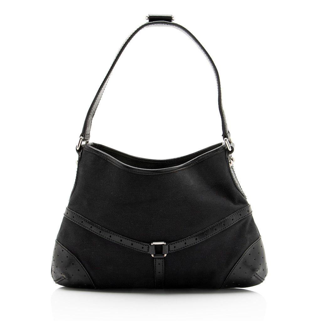 Gucci Canvas Reins Medium Shoulder Bag - Black