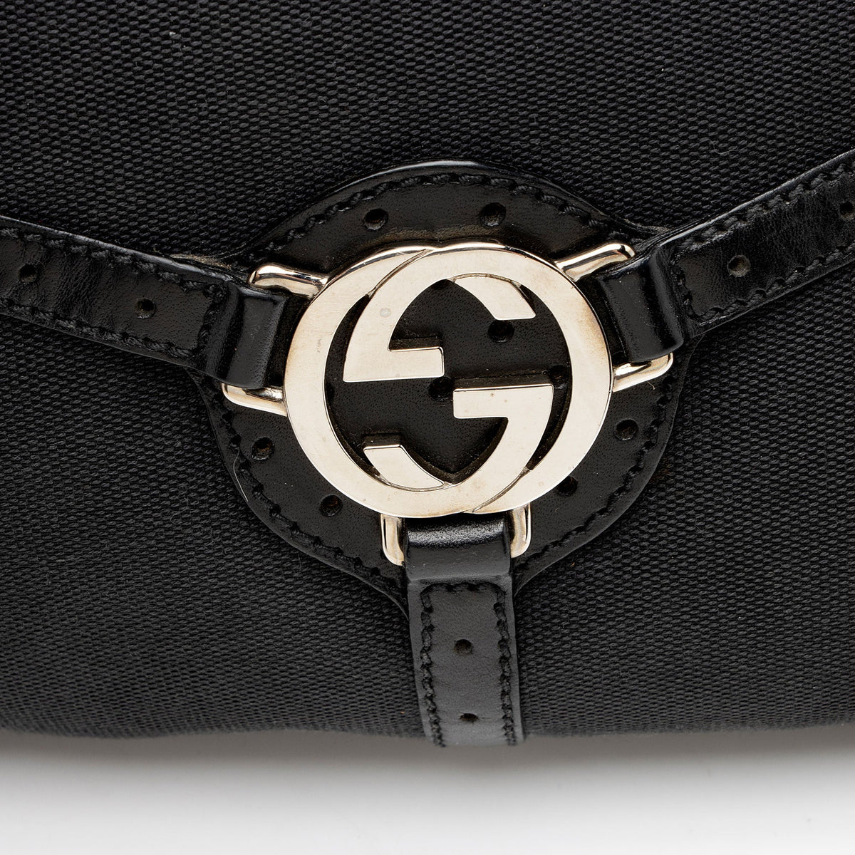 Gucci Canvas Reins Medium Shoulder Bag - Black