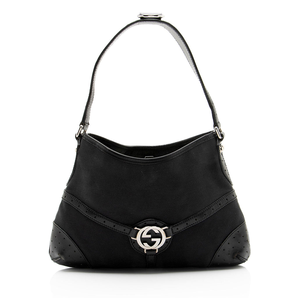 Gucci Canvas Reins Medium Shoulder Bag - Black