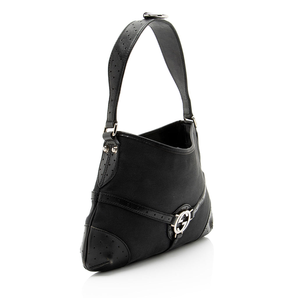 Gucci Canvas Reins Medium Shoulder Bag - Black