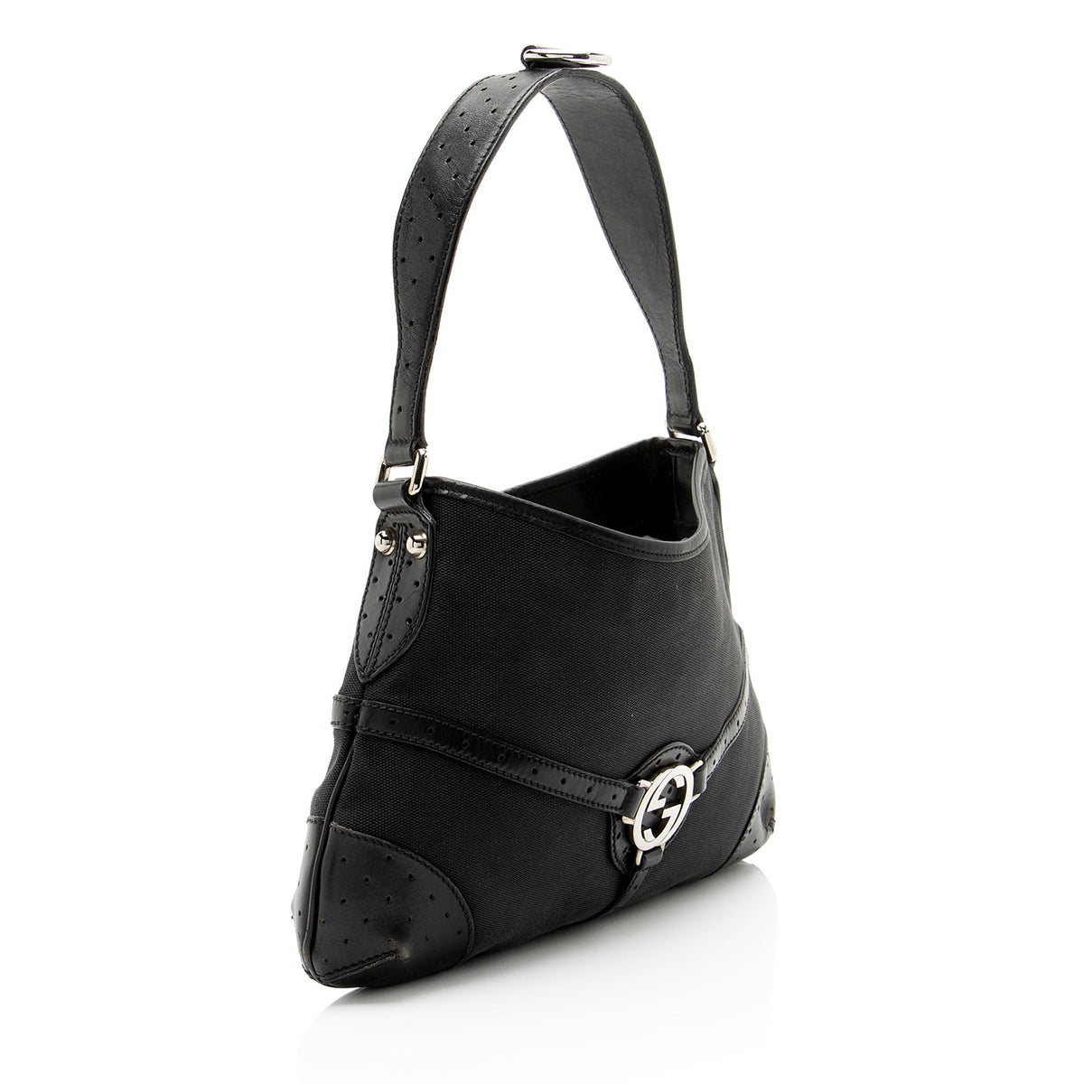 Gucci Canvas Reins Medium Shoulder Bag - Black