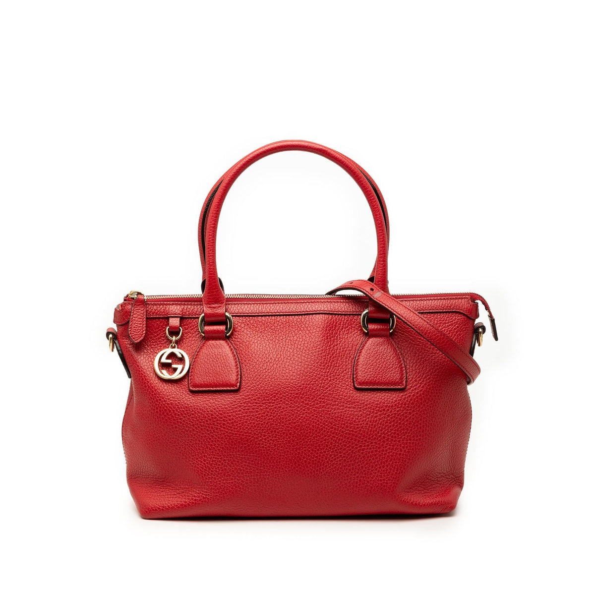 Gucci Dollar Calfskin GG Charm Satchel - Red