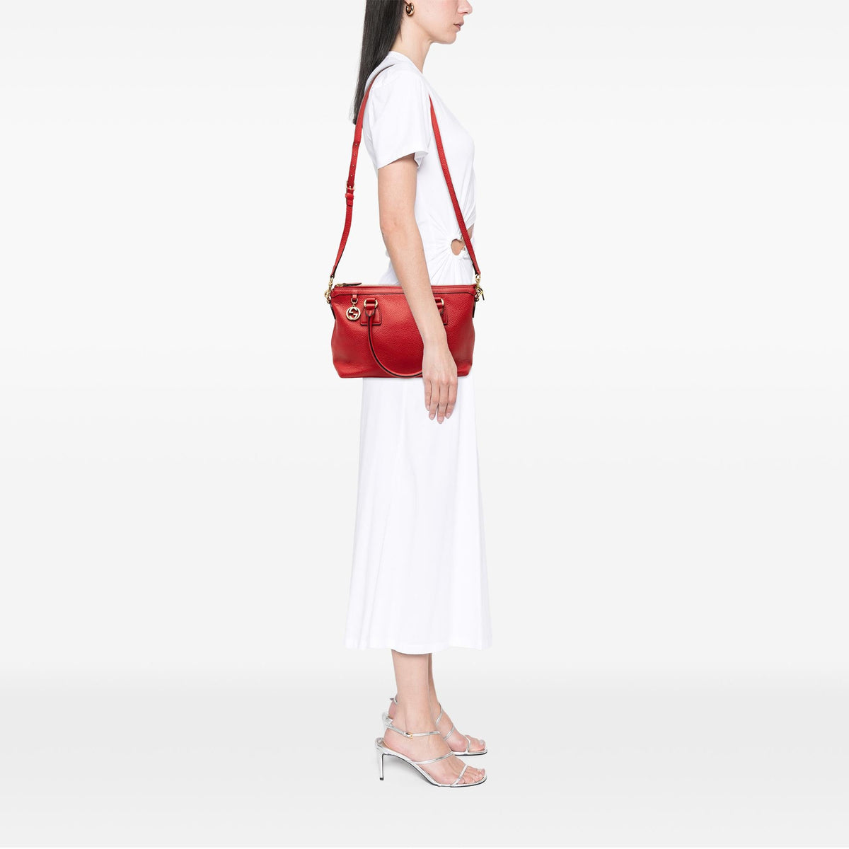 Gucci Dollar Calfskin GG Charm Satchel - Red