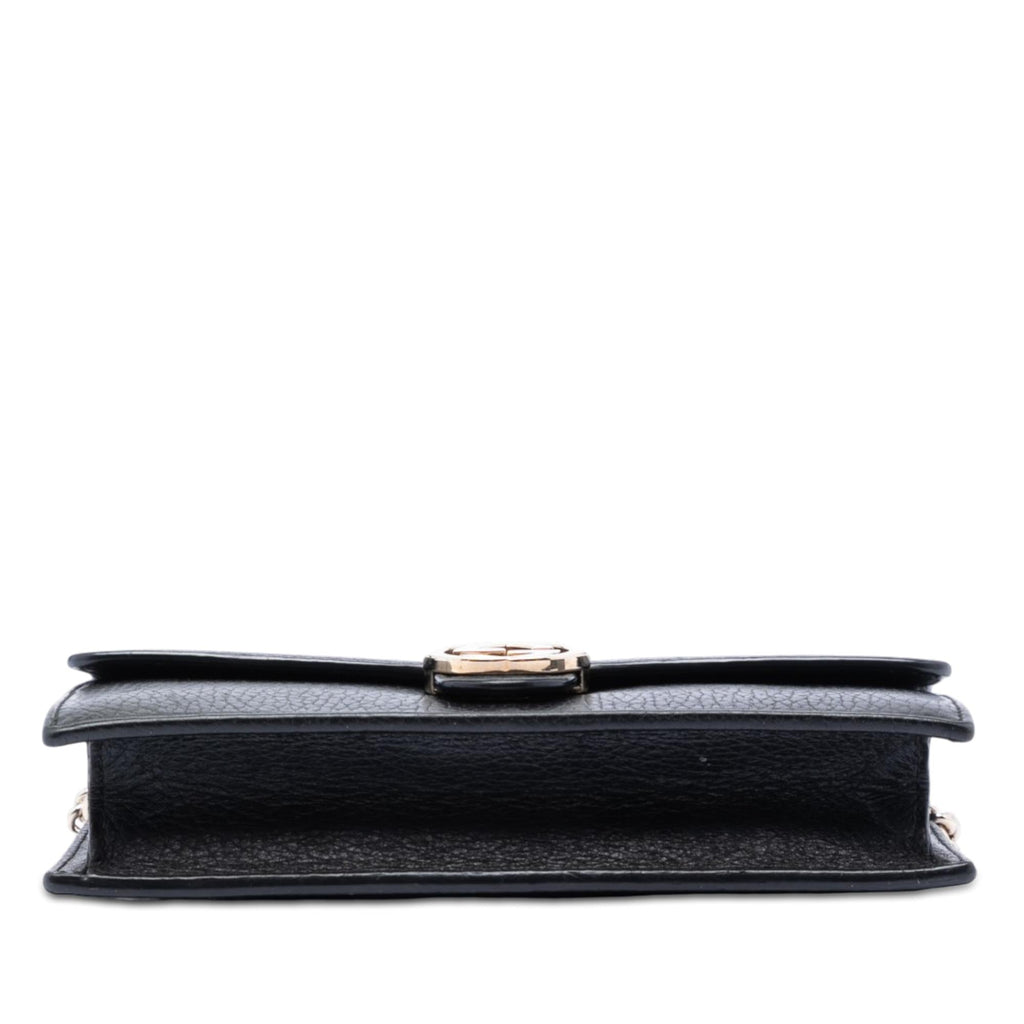 Gucci Dollar Calfskin Interlocking G Wallet on Chain - Black