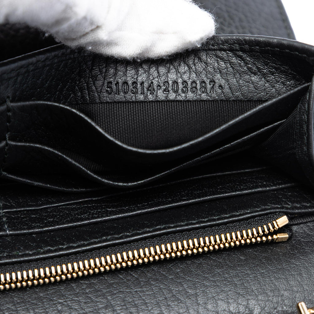 Gucci Dollar Calfskin Interlocking G Wallet on Chain - Black