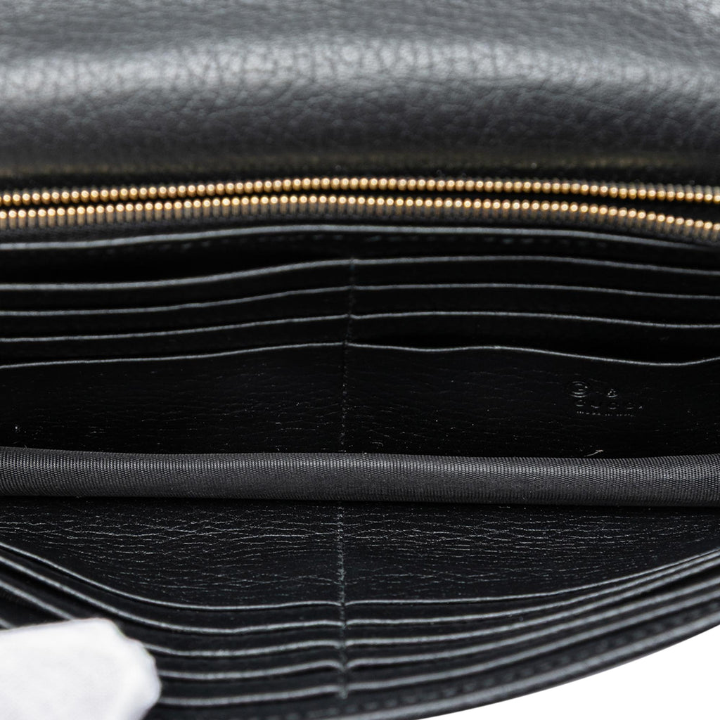 Gucci Dollar Calfskin Interlocking G Wallet on Chain - Black