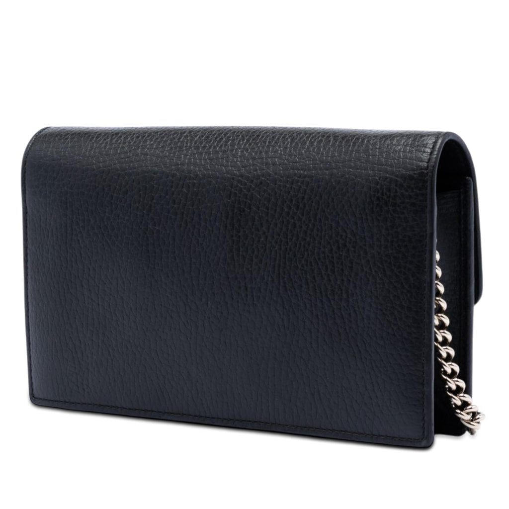 Gucci Dollar Calfskin Interlocking G Wallet on Chain - Black
