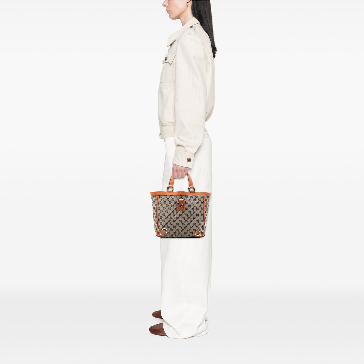 Gucci GG Canvas Abbey D Ring Tote Bag - Beige/Orange