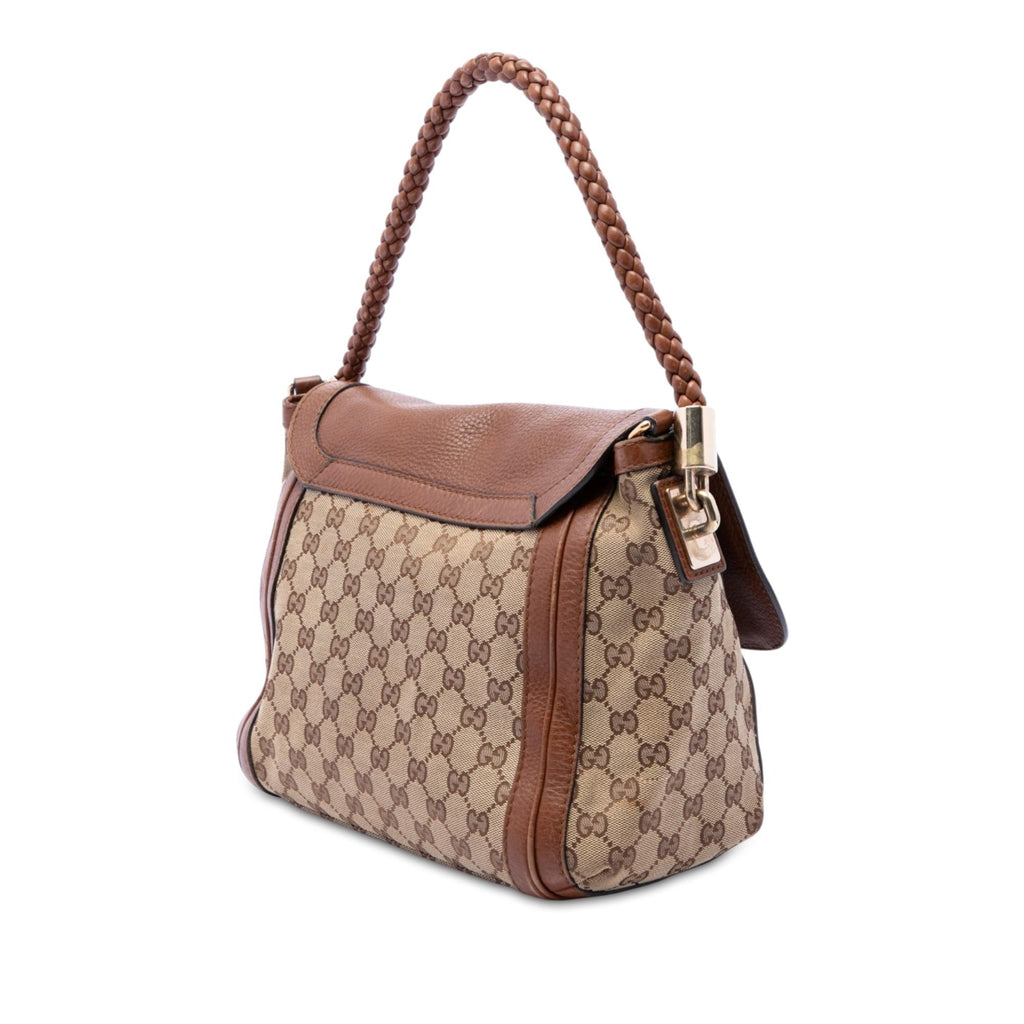 Gucci GG Canvas Bella Flap Satchel - Beige