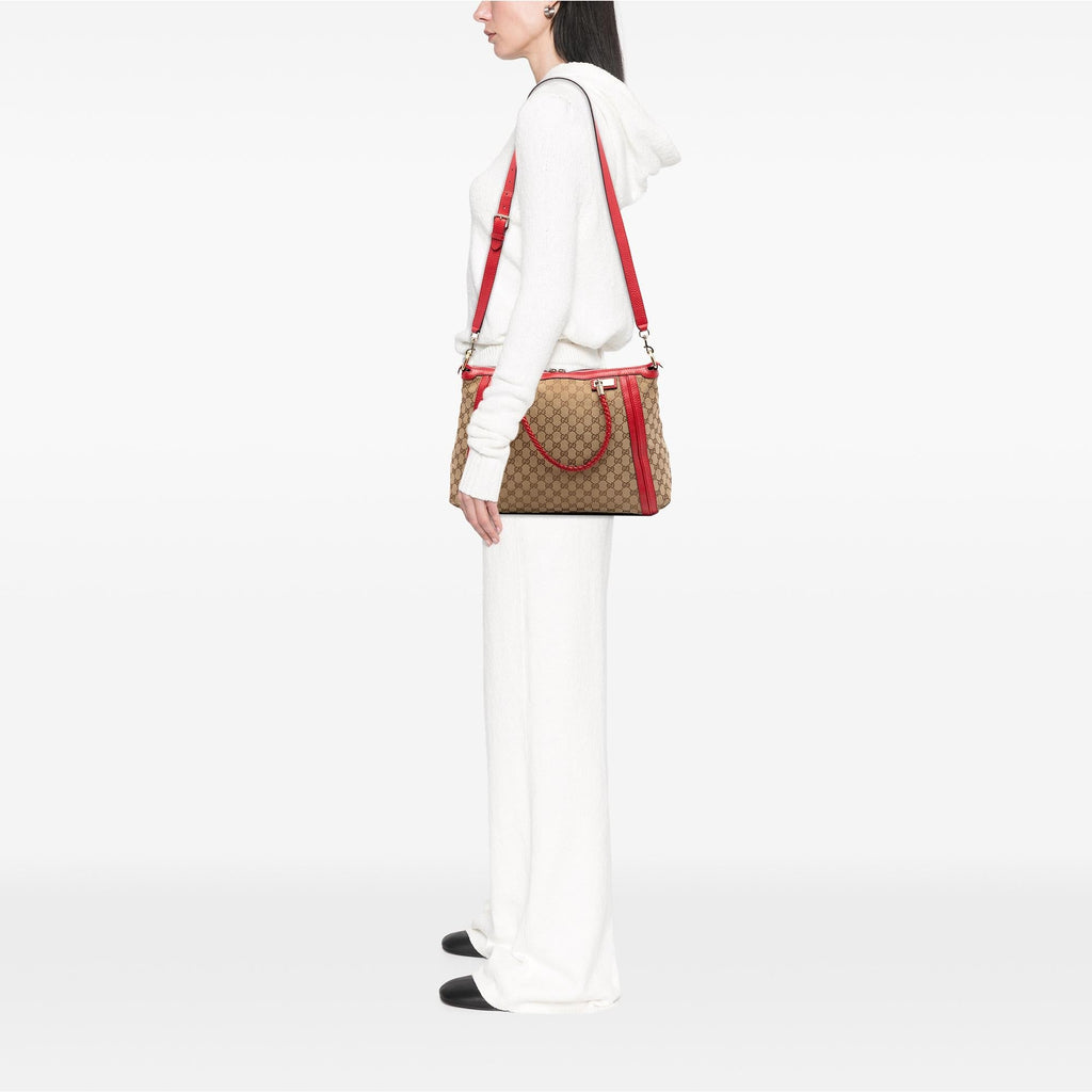 Gucci GG Canvas Bella Tote Bag - Beige/Red