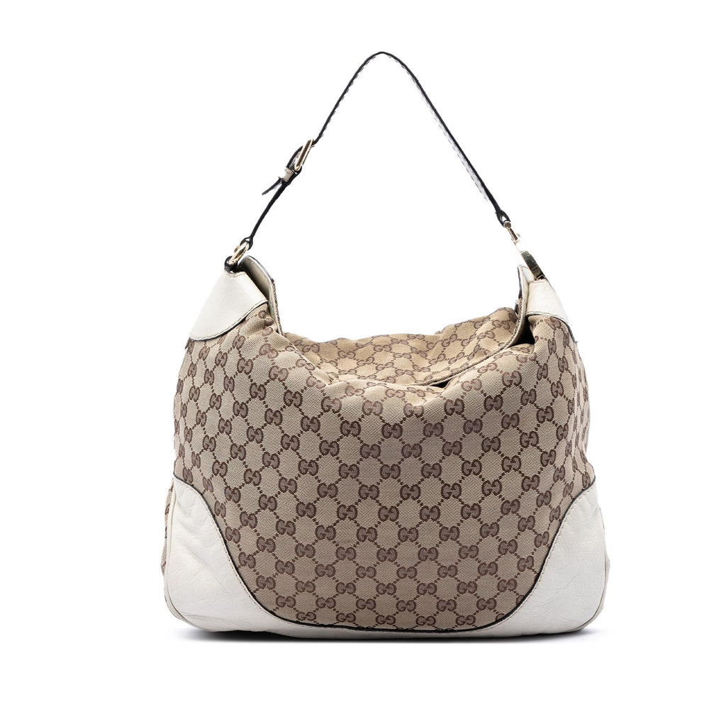 Gucci GG Canvas Charlotte Hobo - Beige/White