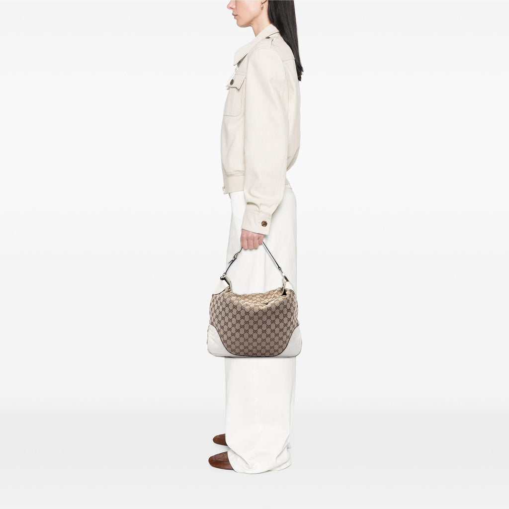 Gucci GG Canvas Charlotte Hobo - Beige/White