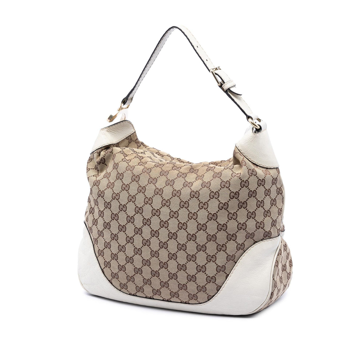 Gucci GG Canvas Charlotte Hobo - Beige/White