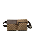 Gucci GG Canvas Double Pocket Belt Bag - Beige