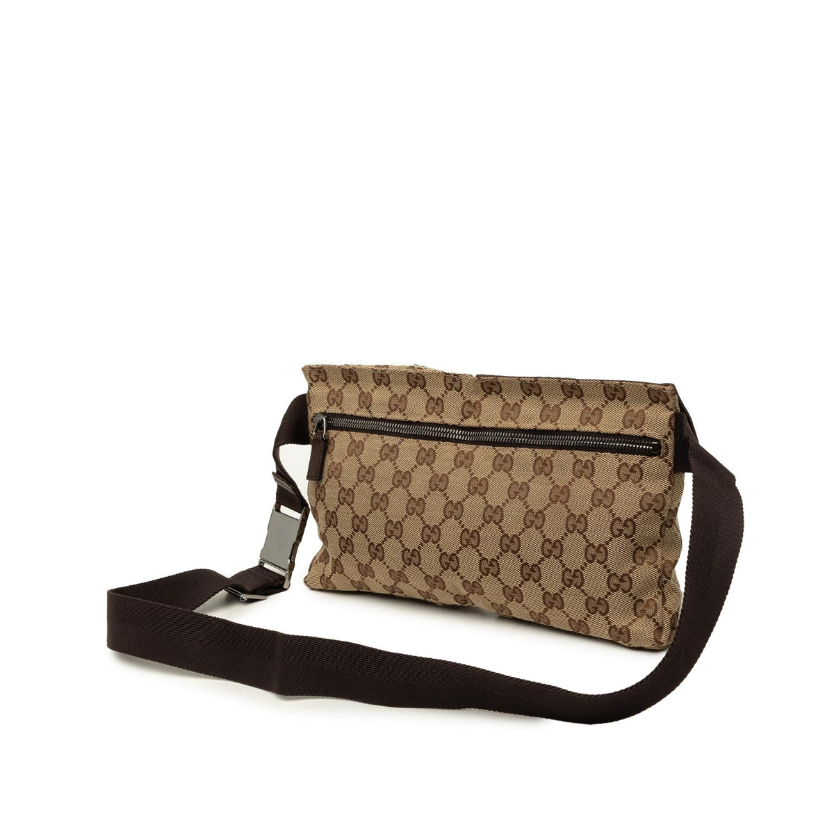 Gucci GG Canvas Double Pocket Belt Bag - Beige