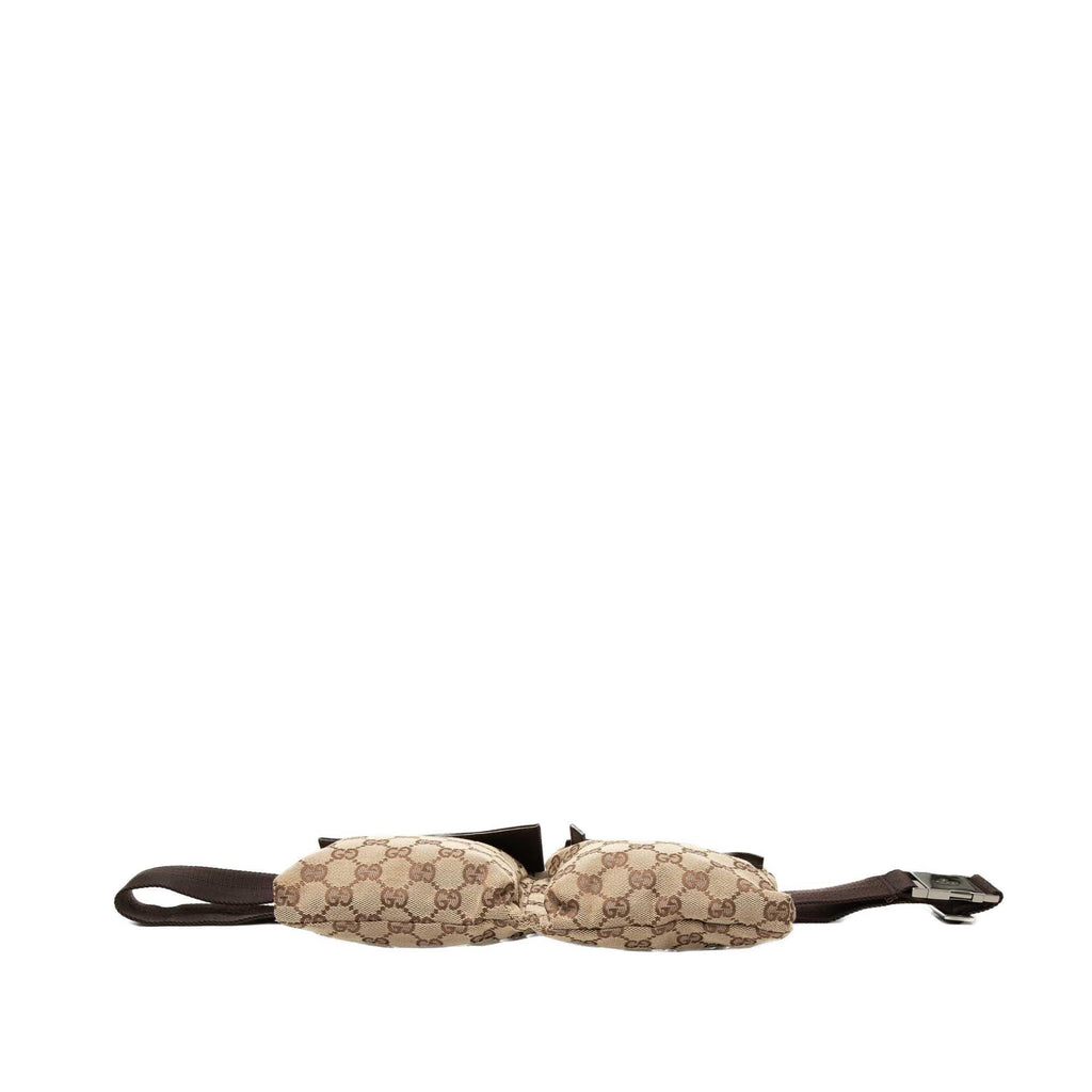 Gucci GG Canvas Double Pocket Belt Bag - Beige