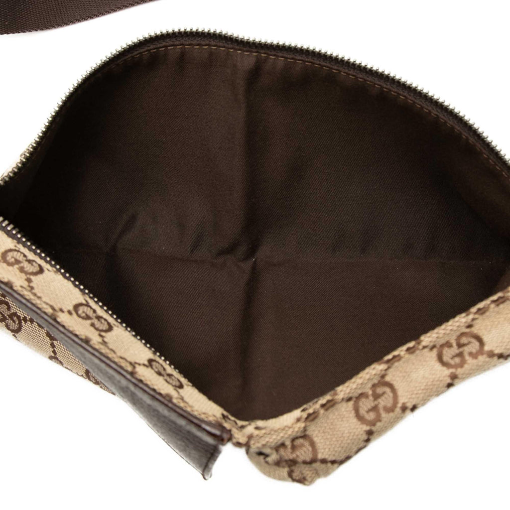Gucci GG Canvas Double Pocket Belt Bag - Beige