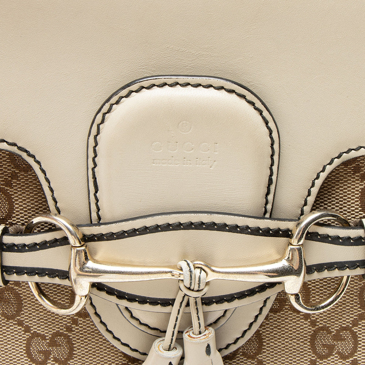 Gucci GG Canvas Emily Large Shoulder Bag - Brown/White