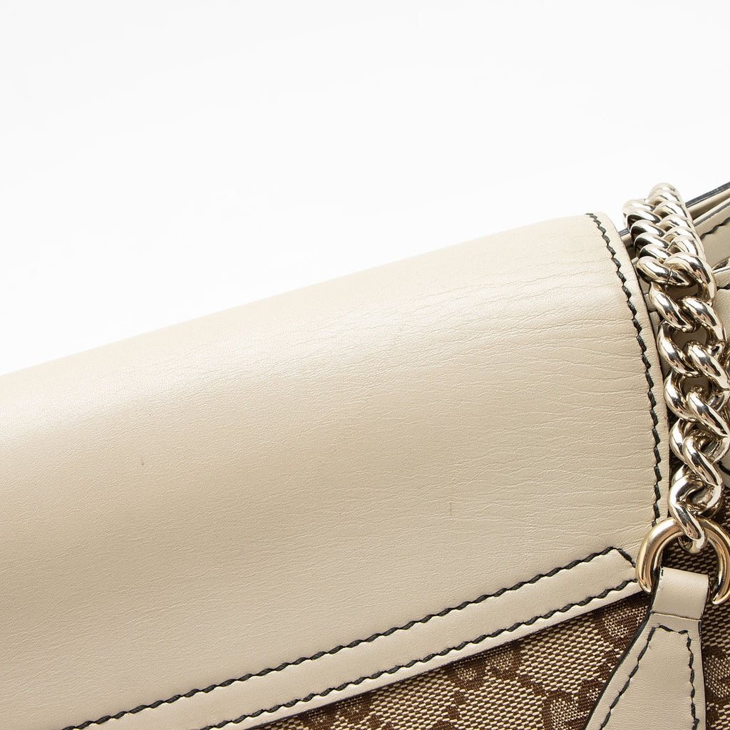 Gucci GG Canvas Emily Large Shoulder Bag - Brown/White