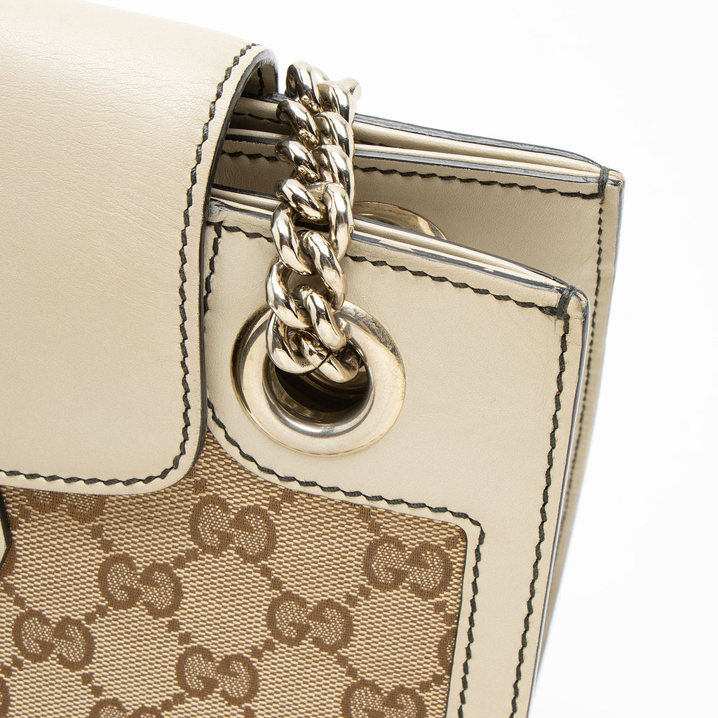 Gucci GG Canvas Emily Large Shoulder Bag - Brown/White