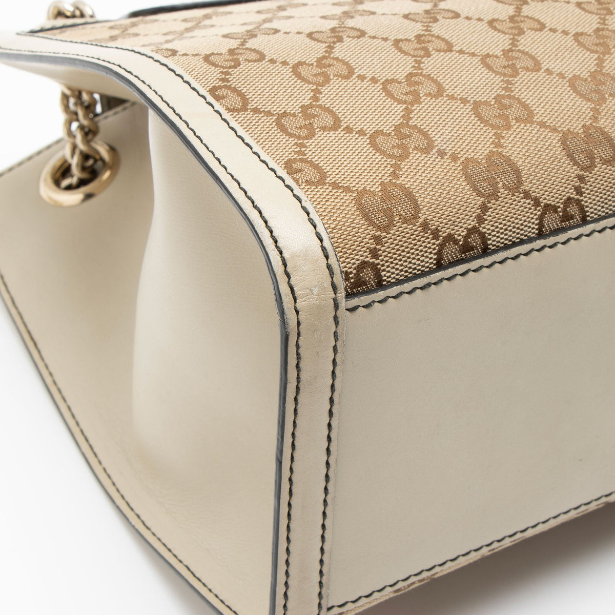 Gucci GG Canvas Emily Large Shoulder Bag - Brown/White