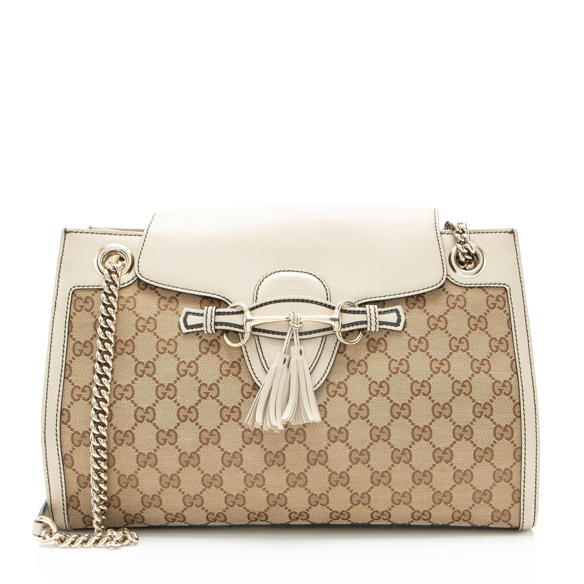 Gucci GG Canvas Emily Large Shoulder Bag - Brown/White