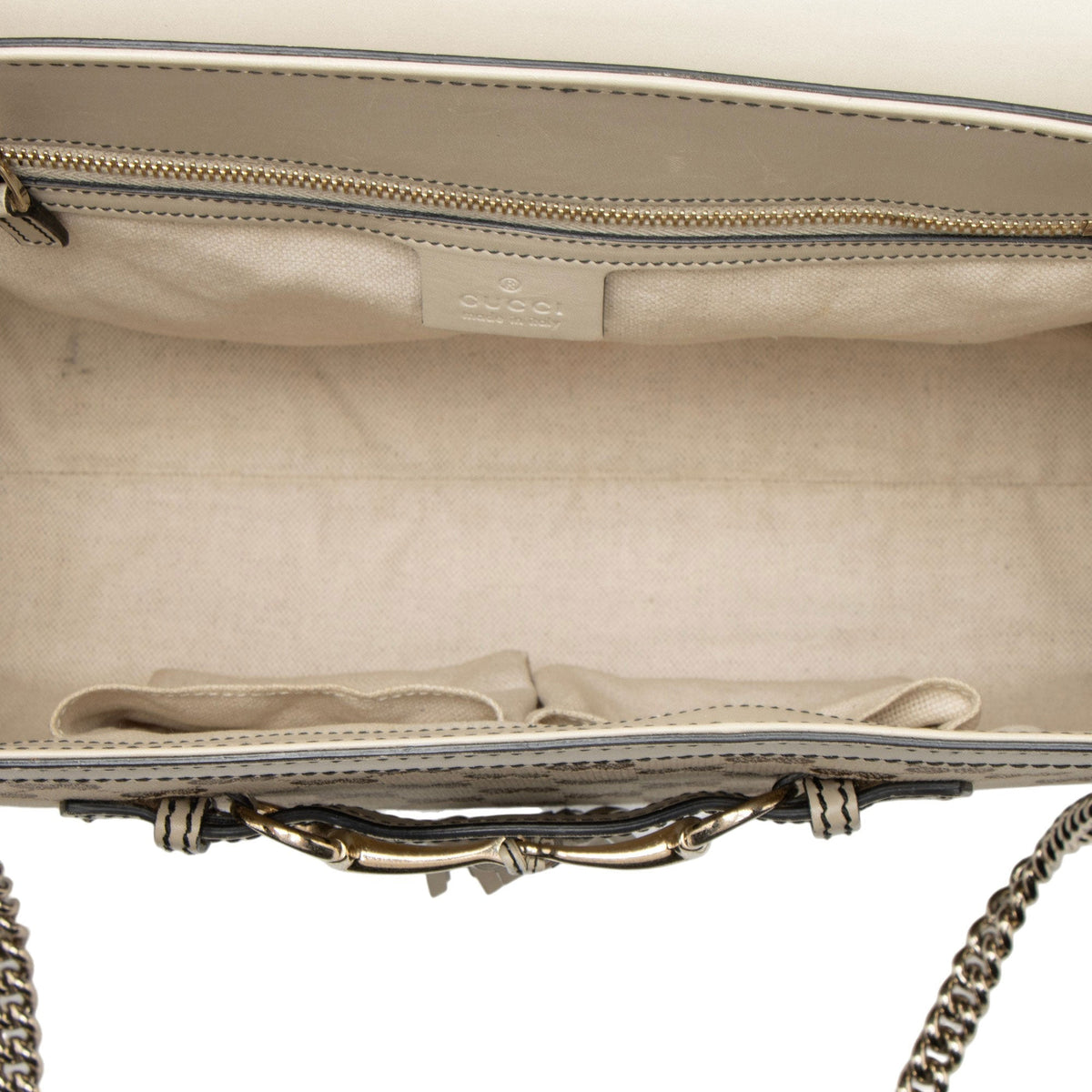 Gucci GG Canvas Emily Large Shoulder Bag - Brown/White