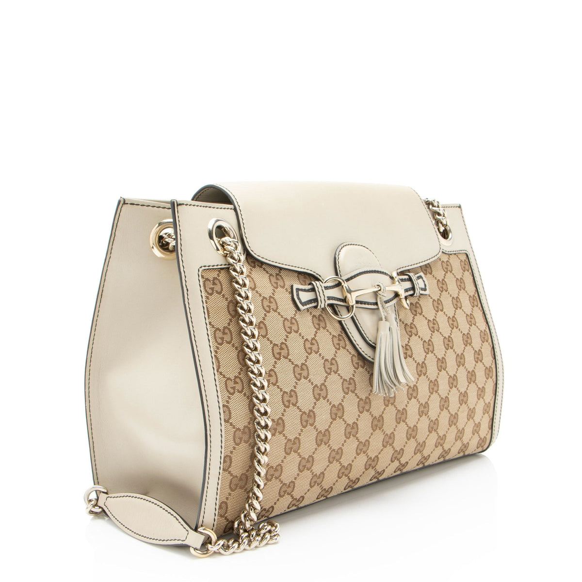 Gucci GG Canvas Emily Large Shoulder Bag - Brown/White
