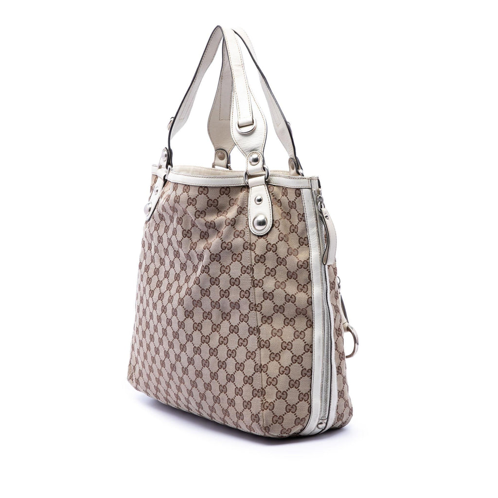 Gucci GG Canvas Icon Bit Zip Tote Bag - Beige/White