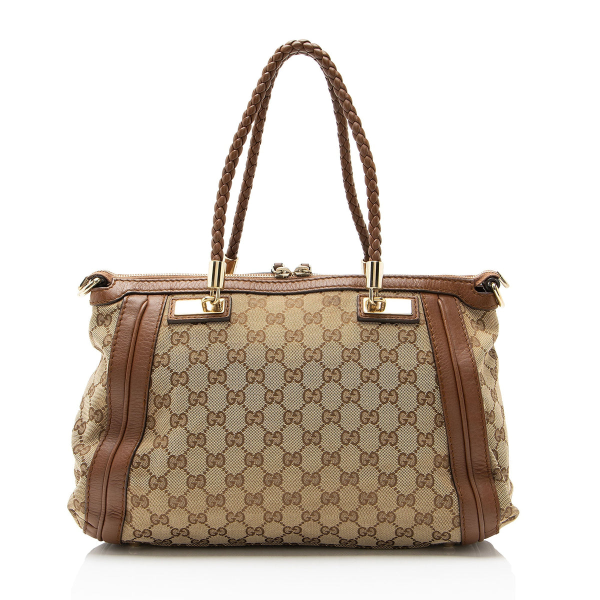 Gucci GG Canvas Leather Bella Tote Bag - Beige/Brown
