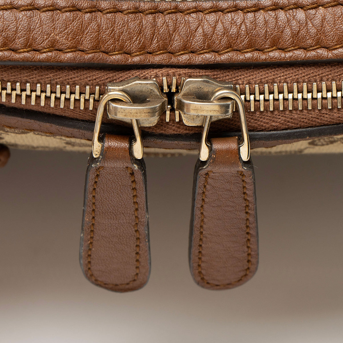 Gucci GG Canvas Leather Bella Tote Bag - Beige/Brown
