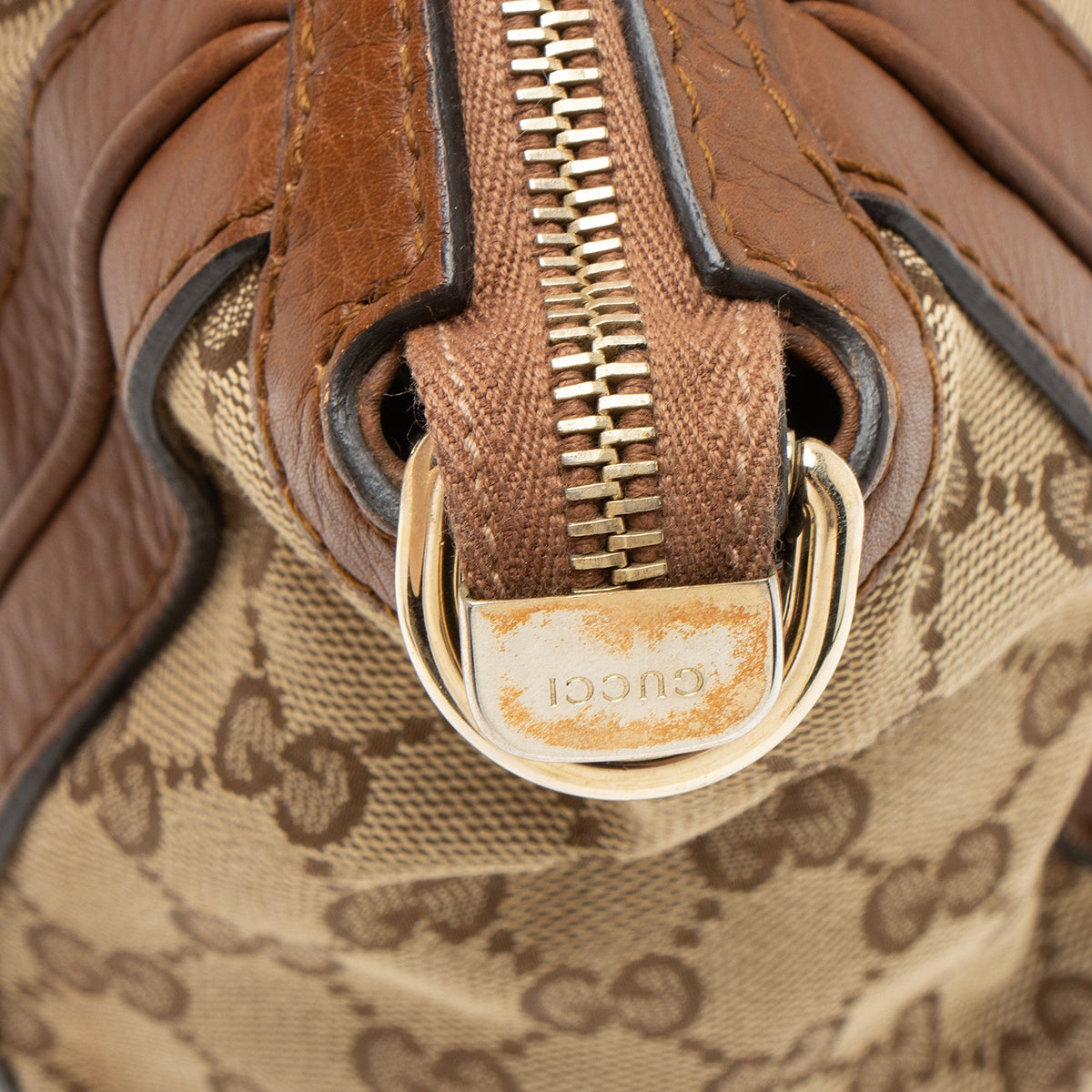 Gucci GG Canvas Leather Bella Tote Bag - Beige/Brown