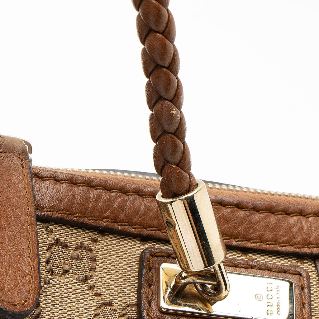 Gucci GG Canvas Leather Bella Tote Bag - Beige/Brown