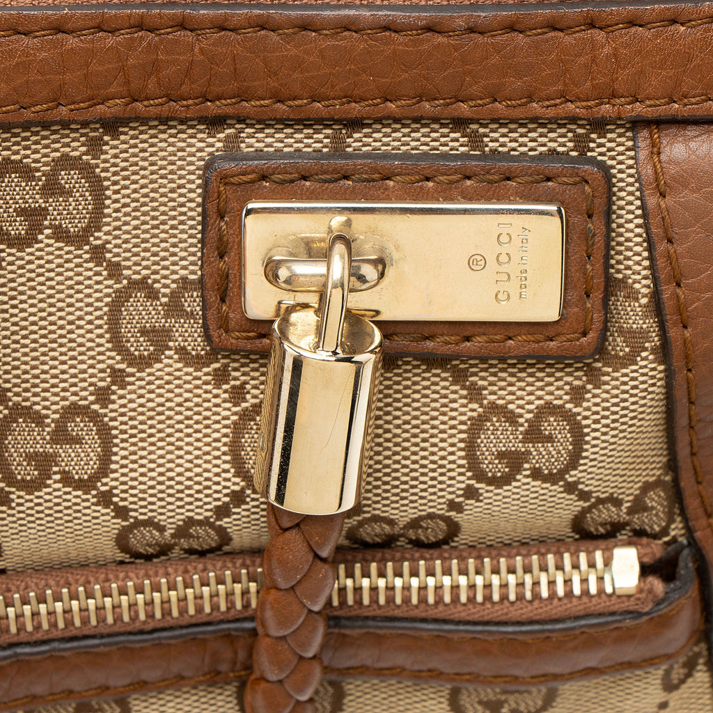 Gucci GG Canvas Leather Bella Tote Bag - Beige/Brown