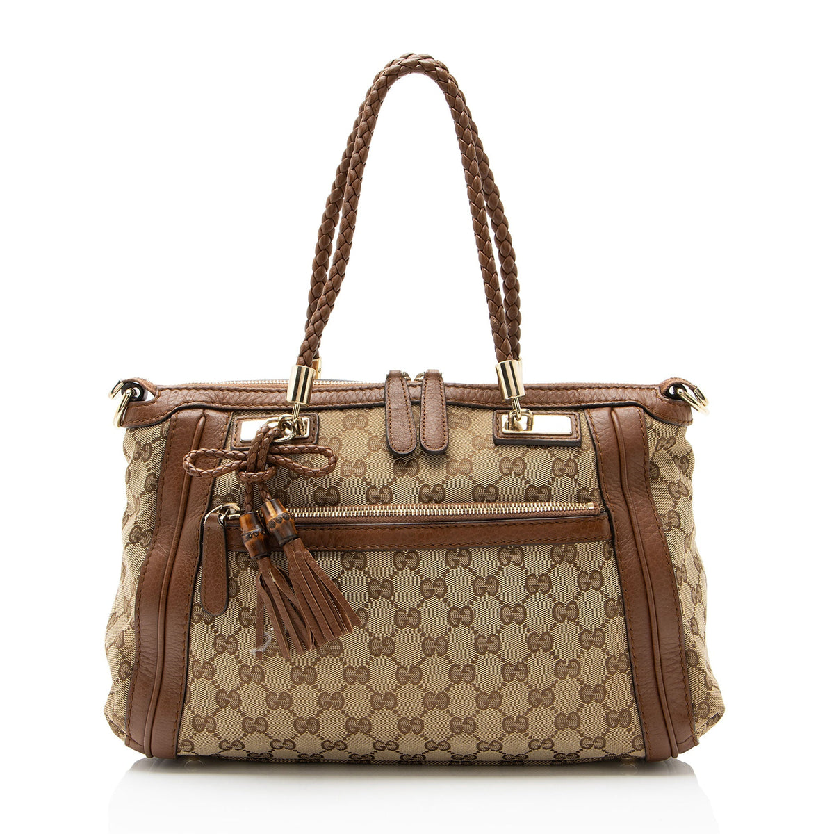 Gucci GG Canvas Leather Bella Tote Bag - Beige/Brown