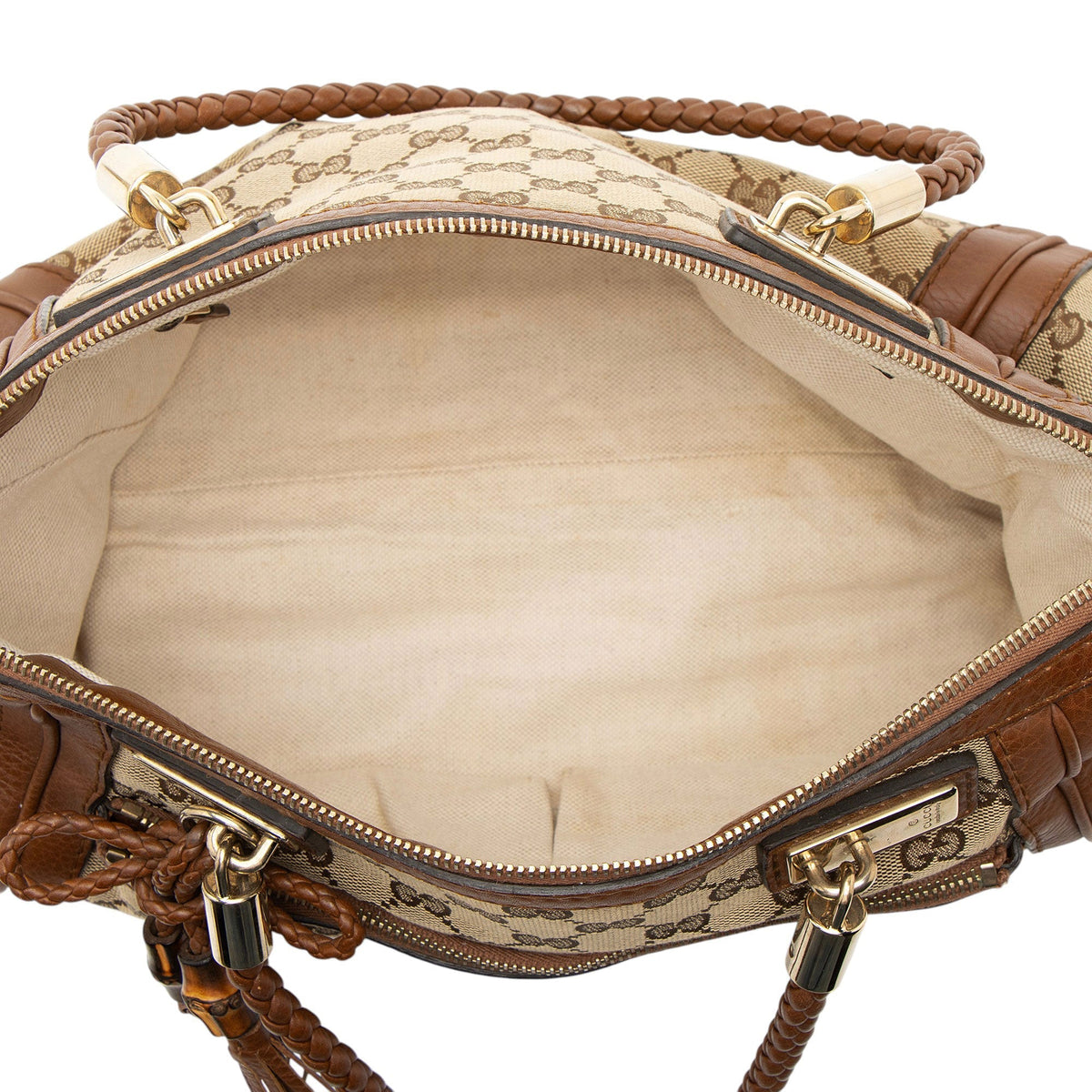 Gucci GG Canvas Leather Bella Tote Bag - Beige/Brown
