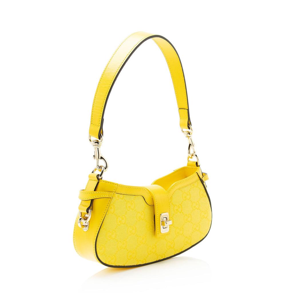 Gucci GG Canvas Moon Side Shoulder Bag - Yellow