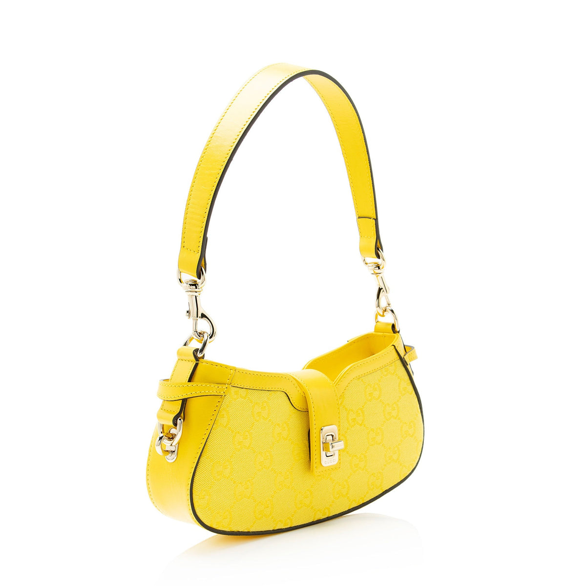 Gucci GG Canvas Moon Side Shoulder Bag - Yellow