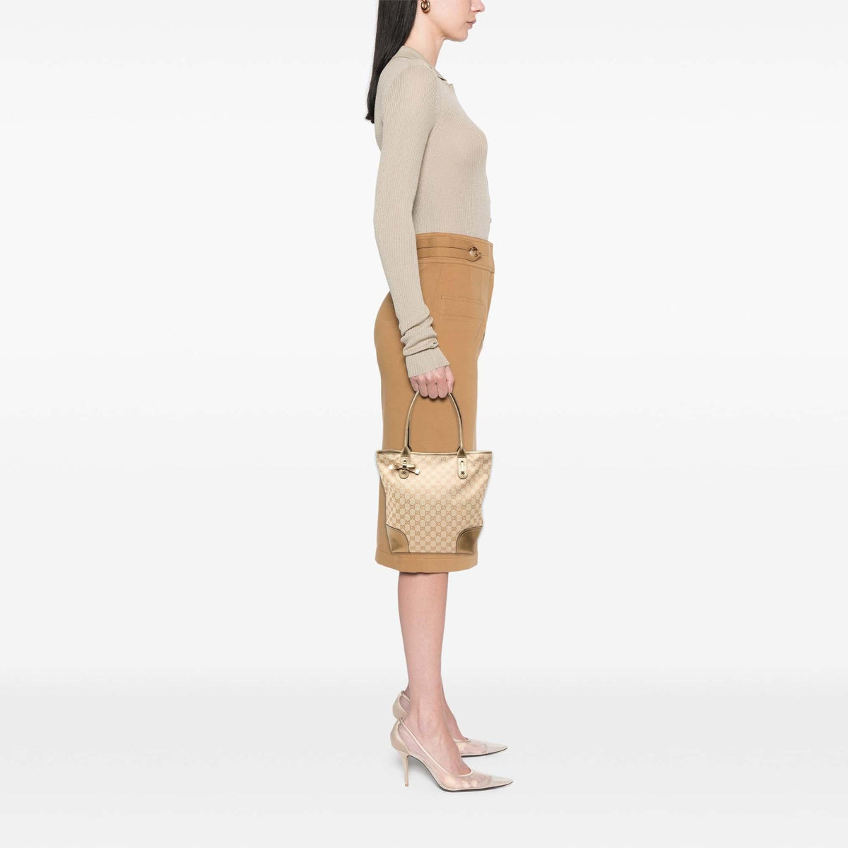 Gucci GG Canvas Princy Tote Bag - Beige/Gold