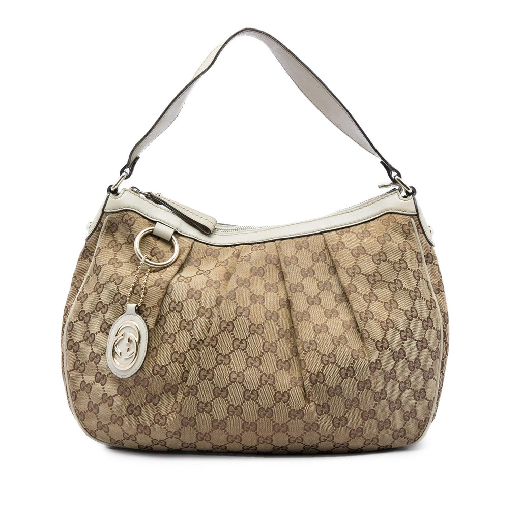 Gucci GG Canvas Sukey Shoulder Bag - Beige/White