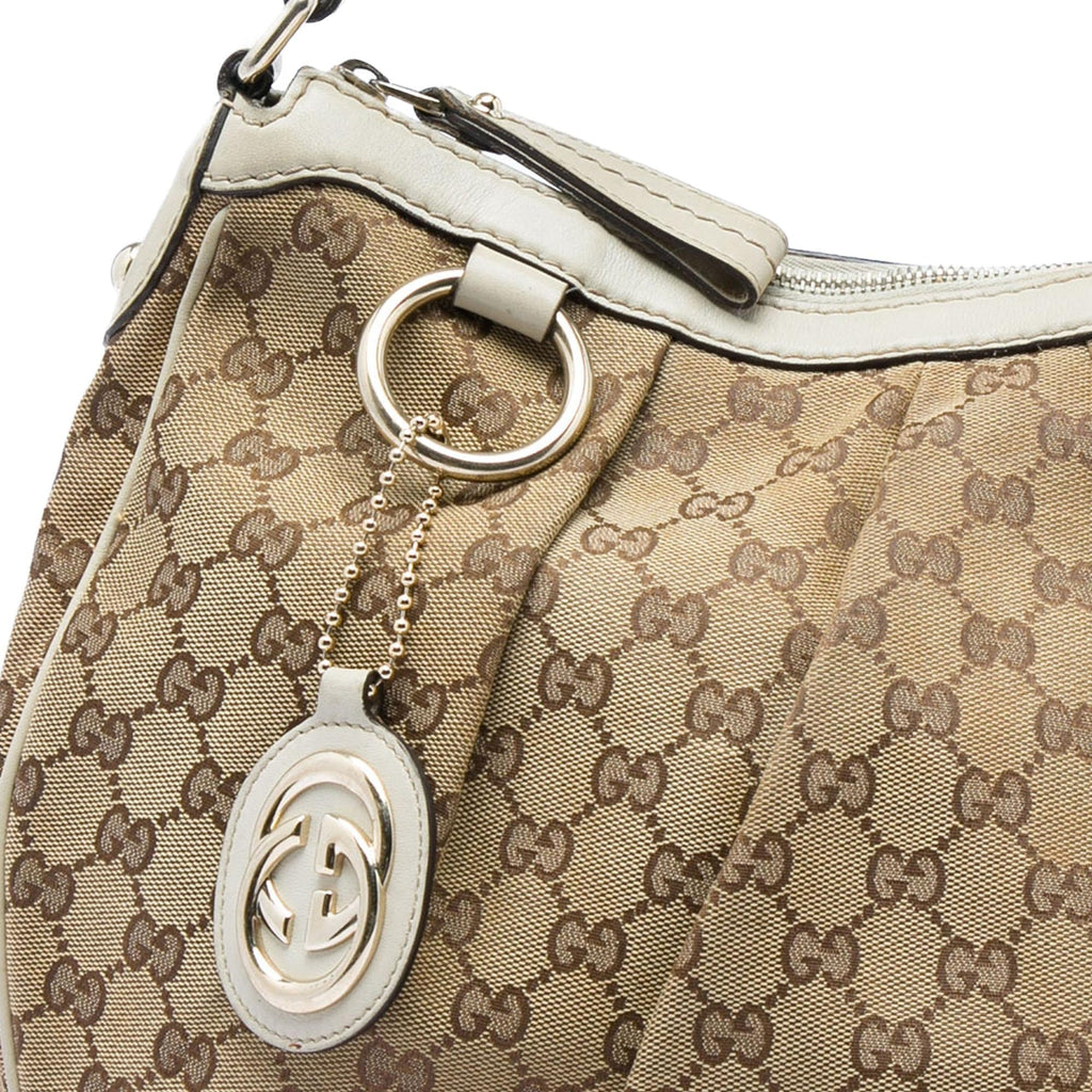 Gucci GG Canvas Sukey Shoulder Bag - Beige/White