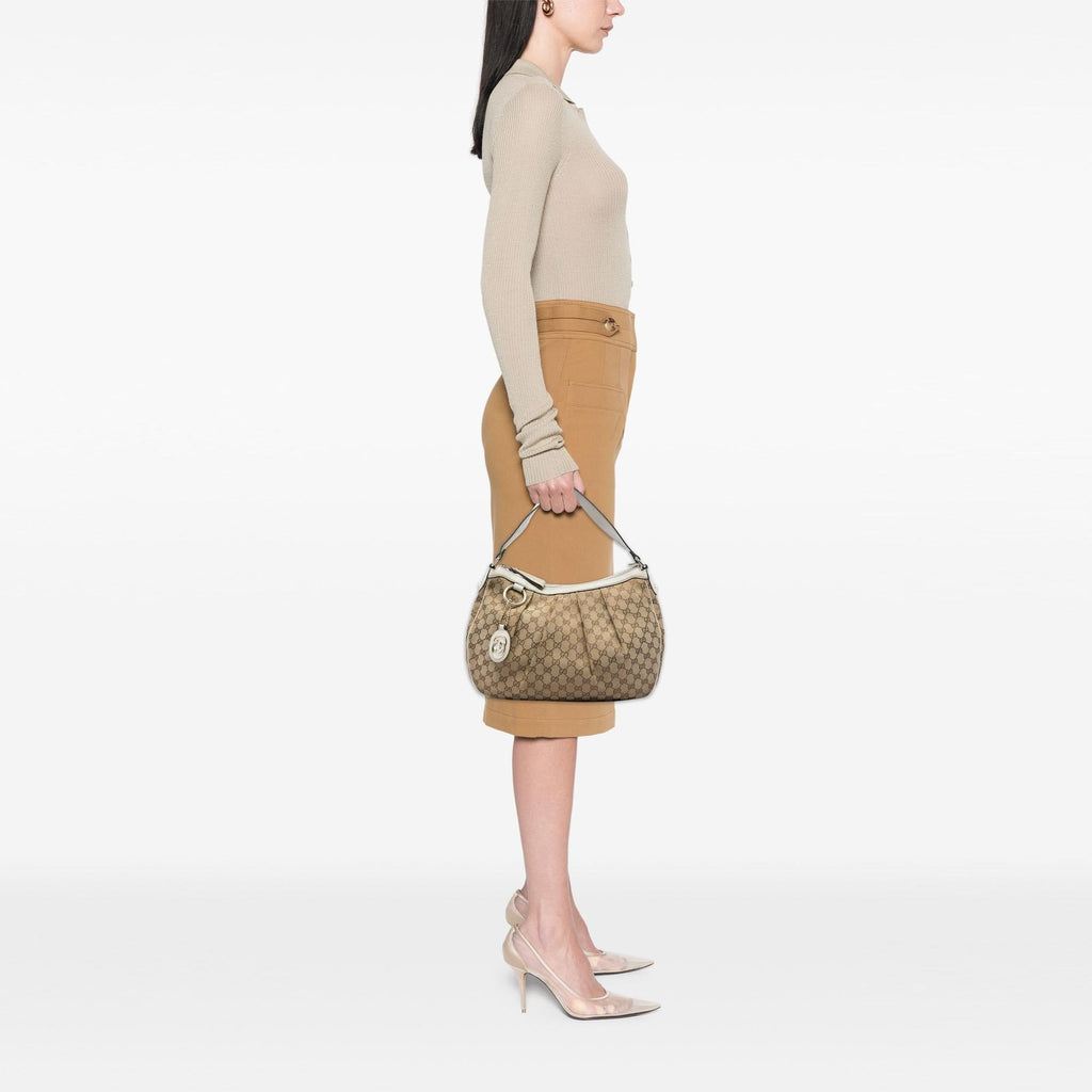Gucci GG Canvas Sukey Shoulder Bag - Beige/White