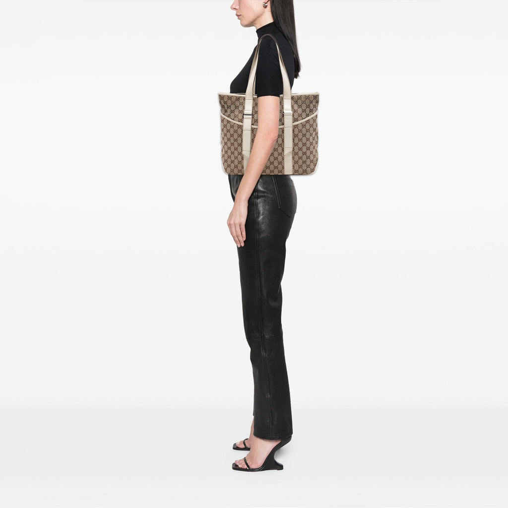 Gucci GG Canvas Tote Bag - Beige/White