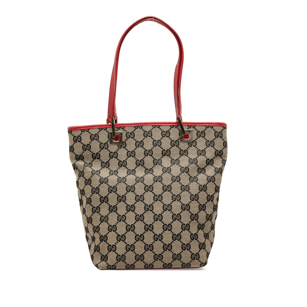 Gucci GG Canvas Tote Bag - Beige/Red