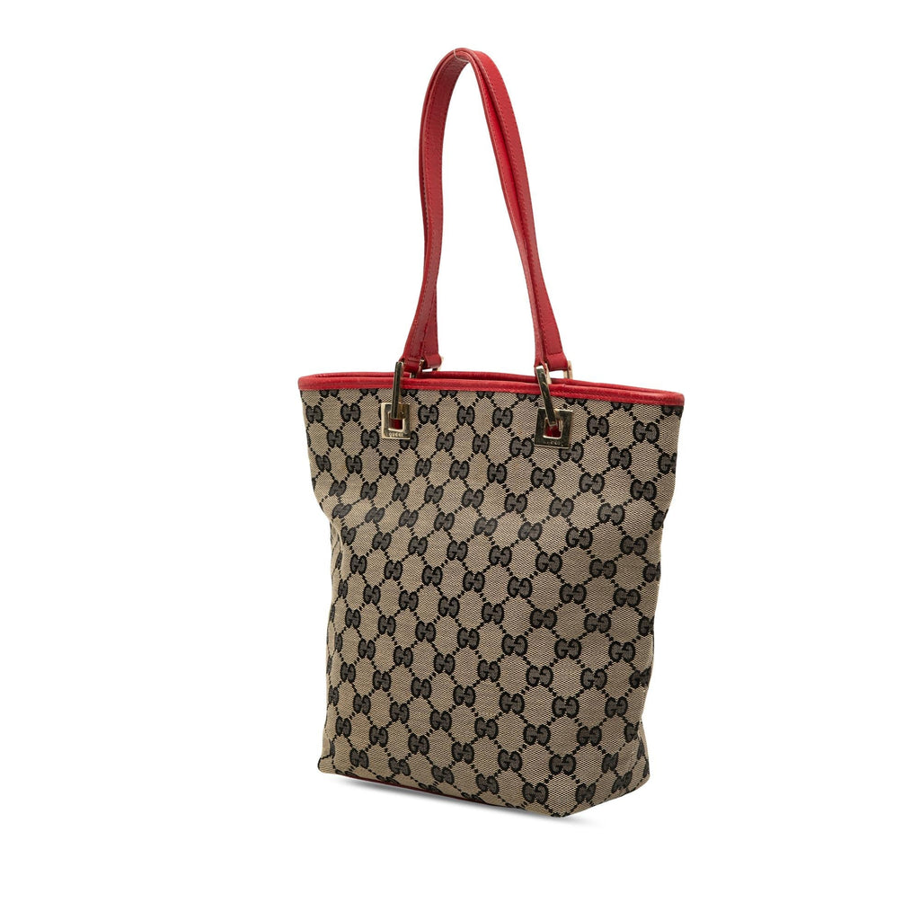 Gucci GG Canvas Tote Bag - Beige/Red