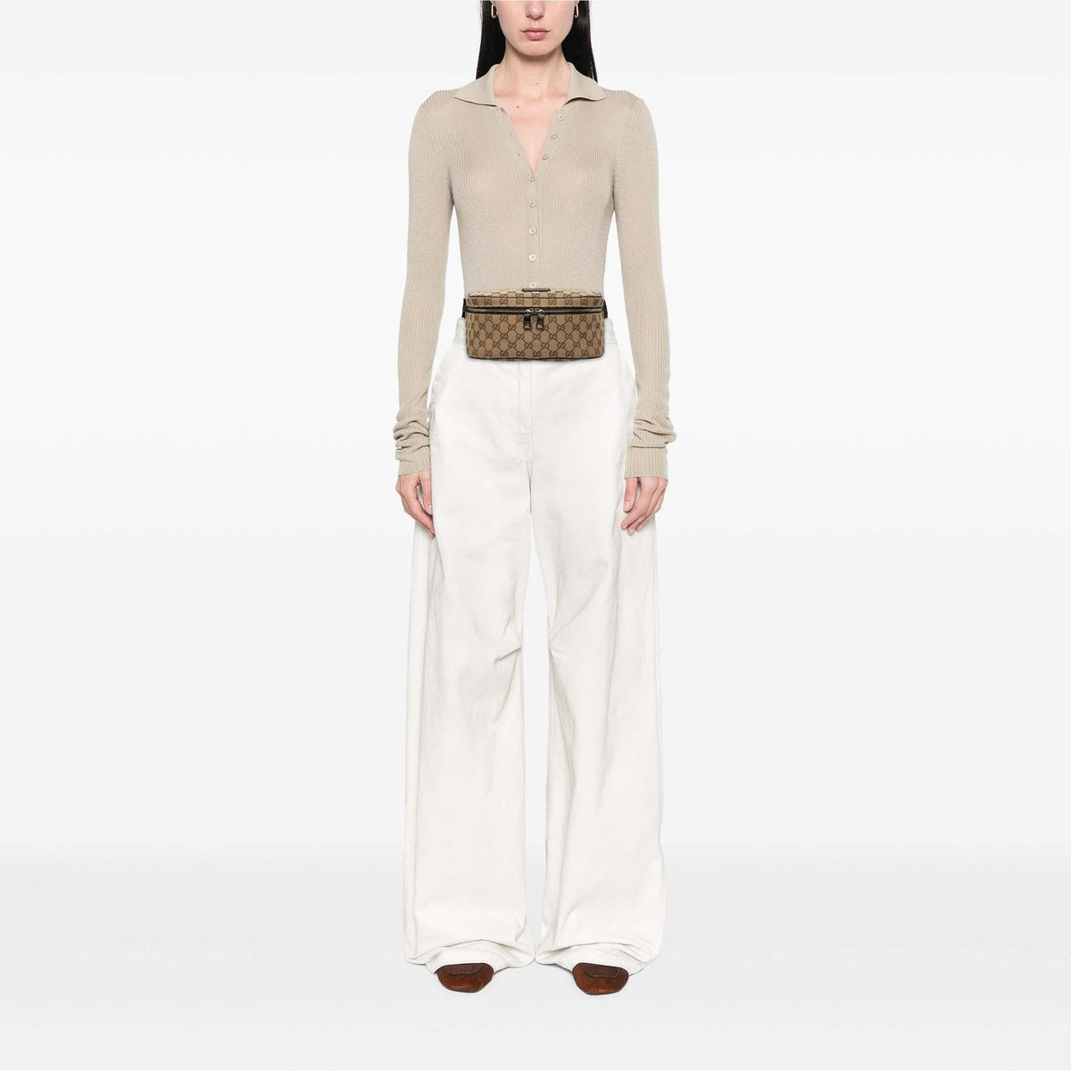 Gucci GG Canvas Waist Pouch Belt Bag - Beige
